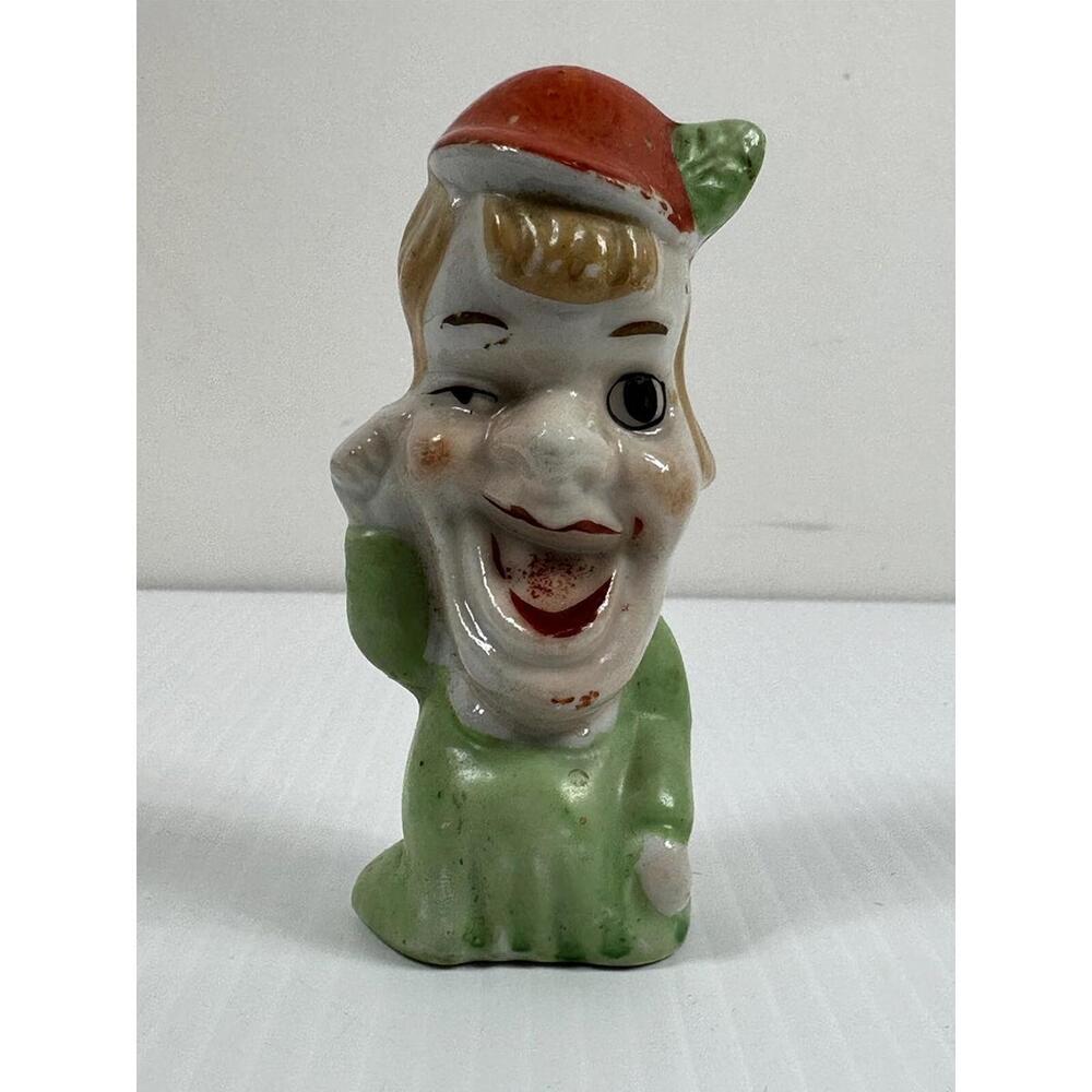 Irish Leprechaun Funny Face ceramic miniature figurine‎ Japan 1950s 3.5 inches